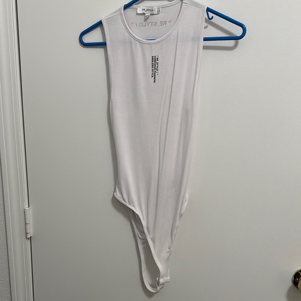 White Sleeveless Open Back Bodysuit